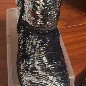 Silver and navy blue sequined UGG boots
